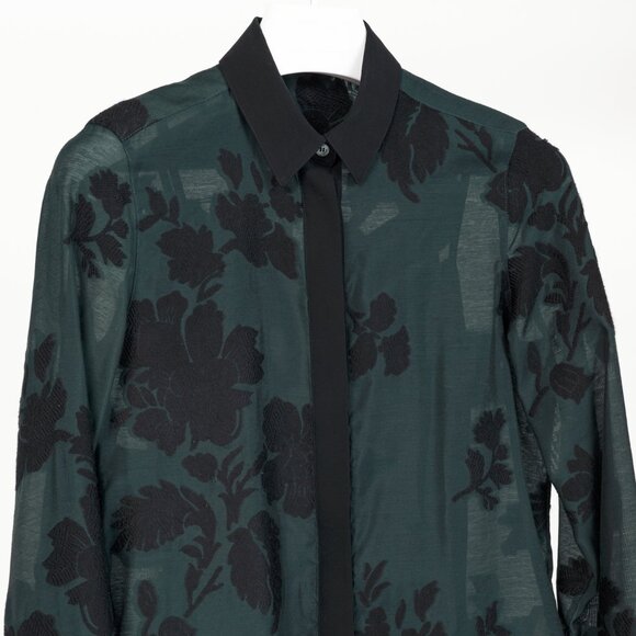 Burberry Green Floral Fil Coupe Buttoned Shirt - Picture 3 of 12